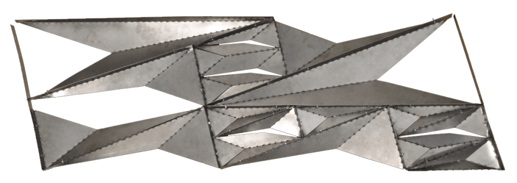 Final steel skin prototype: structurally-integrated panels cut by plasma-cutter robotic arm.